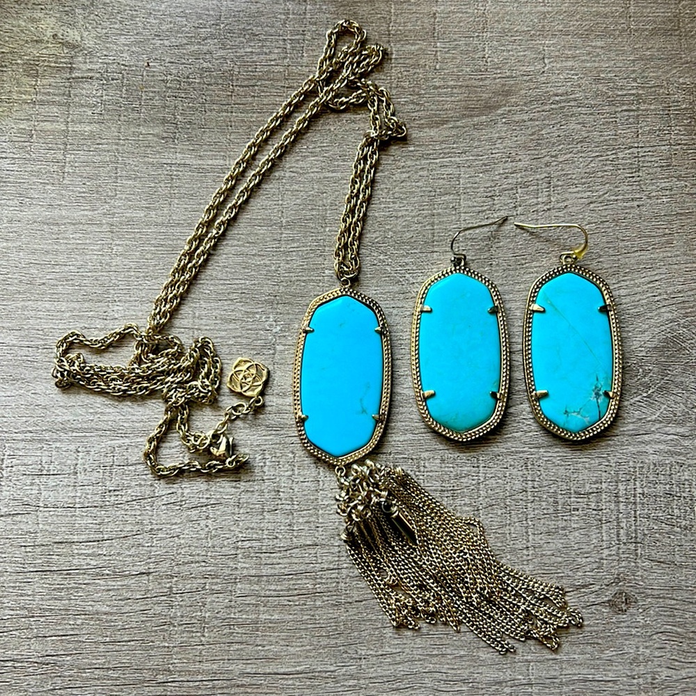Kendra Scott Danielle and Rayne set in gold & turqouise